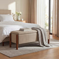 47'' Modern Upholstered Storage Bench With Walnut Wood Legs