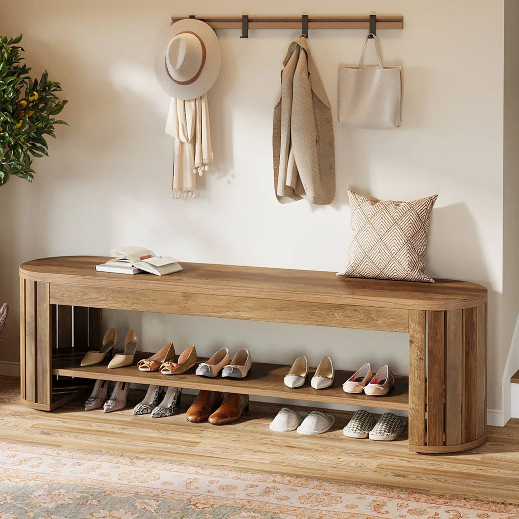 Rustic Wooden Entryway Bench With Storage