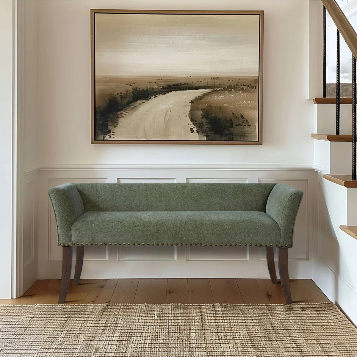 Alfordsville 49.5” Wide Upholstered Nailhead Bench