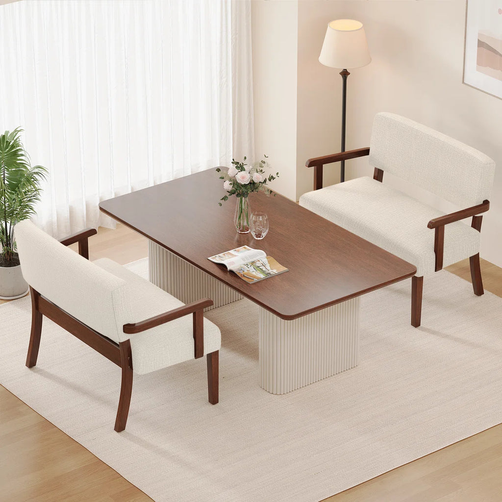 44.29"W Upholstered Dining Bench with Back