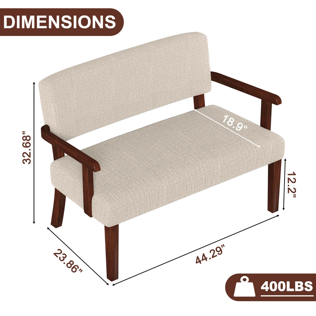 44.29"W Upholstered Dining Bench with Back
