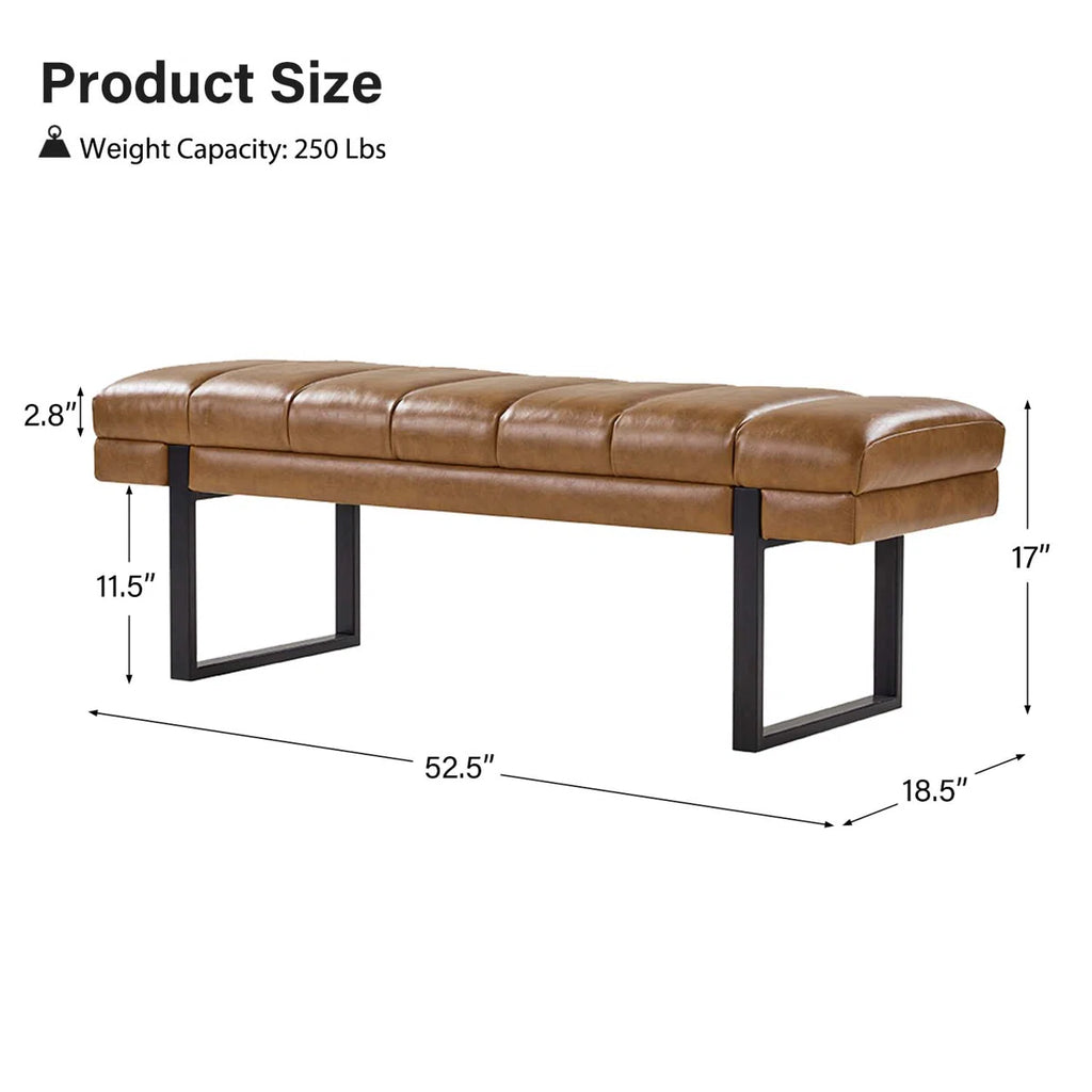 Anahli 52.5'' Wide Channel Tufted Design Vegan Leather Bench
